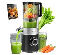 EUHOMY Cold Press Juicer Machines, 135mm&1.8L Feeding Chute for Whole Fruits and Vegetables-Liberate Your Hands, 220W Slow Masticating Juicer with Auto-cutting Auger, Safety Lock