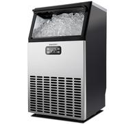 EUHOMY Commercial Ice Maker Machine, 45kg/24H Stainless Steel Under Counter Ice Machine with 15kg Ice Storage Capacity, Freestanding Ice Maker, Cube Ice Machine for Bar, Home, Supermarkets, Restaurant