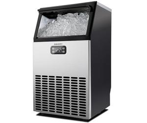EUHOMY Commercial Ice Maker Machine, 45kg/24H Stainless Steel Under Counter Ice Machine with 15kg Ice Storage Capacity, Freestanding Ice Maker, Cube Ice Machine for Bar, Home, Supermarkets, Restaurant