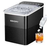 EUHOMY Countertop Ice Maker, Ice Machine with Automatic Cleaning | Produces 9 Cubes 2 Sizes; 12kg/24h; One-Touch Control; Smart Reminders; Ice Cube Maker for Office/Kitchen/Home/Bar