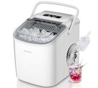 EUHOMY Countertop Ice Maker Machine, 2 Size Cube, 9 Ice Cube Ready in 6 Mins, Self-Cleaning Compact Ice Cube Maker 12 kg in 24 H, with Ice Scoop and Basket for Home/Kitchen/Office/Bar, White