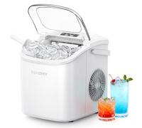 EUHOMY Countertop Ice Maker Machine, 2 Size Cube, 9 Ice Cube Ready in 6 Mins, Self-Cleaning Compact Ice Cube Maker 12 kg in 24 H, with Ice Scoop and Basket for Home/Kitchen/Office/Bar, White