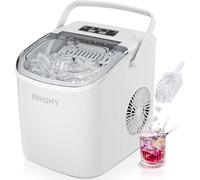 EUHOMY Countertop Ice Maker Machine, 9 Ice Cube Ready in 6 Mins, 2 Size Cube, Self-Cleaning Compact Ice Cube Maker 12 kg in 24 H, White, with Ice Scoop and Basket for Home/Kitchen/Office/Bar