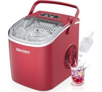 Ice Maker, EUHOMY Countertop Ice Maker Machine, 9 Ice Cube Ready in 6 Mins, 2 Size Cube, Self-Cleaning Compact Ice Maker 12 kg in 24 H, Red, with Ice Scoop and Basket for Home/Kitchen/Office/Bar