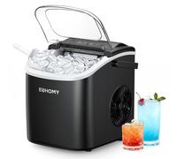 EUHOMY Countertop Ice Maker Machine with Handle, 9 Cubes in 6 Mins, 26 lbs per Day, Energy Saving, Self-Cleaning, Portable Ice Maker with Basket and Scoop, Ideal for Home, Kitchen, Camping, RV