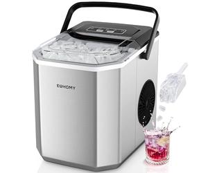 EUHOMY Ice Maker, 9 Cube in 6 Min, Bullet Ice maker, 2 Size Cube, Countertop Ice Machine, 12kg/Day, Self-Cleaning with Ice Scoop & Basket, for Home//Kitchen/Office/RV, Black