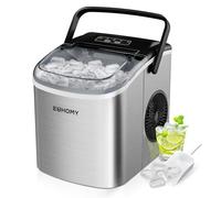 EUHOMY Ice Maker Machine Countertop Ice Cube Maker with Portable Handle, 9 Ice Cubes in 6 Mins, Self-Cleaning Compact Ice Maker 12 kg in 24 Hrs, with Ice Scoop and Basket for Home/Kitchen/Office/Bar