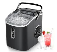 EUHOMY Ice Maker Machine, Self-Cleaning Ice Cube Maker, Portable Ice Maker with Handle, Basket, and Scoop, Ice Machines for Home, Kitchen,Produces 9 Cubes in 6 Minutes,12 Kg/Day,Black