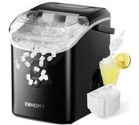 EUHOMY Nugget Ice Maker, Chewable Pellet Ice Machine with Self-Cleaning | Ready in 6 Mins 15.5kg/24H Capacity One-Click Operation Removable Top Cover Ice Cube Maker with Handle for Kitchen/Office