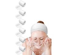 EUICAE Spa Head Wrap - Non-slip Stretchable Washable Makeup Headband for Face Wash Facial Treatment - Sport Fits All White (6 pack)