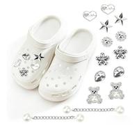 EUIEUT 12 Pieces Shoe Charms, Bling Crystal Diamond Charms Accessories, Removable Star Bear Shoe Charms, Chain Charms for Clog, DIY Creative Shoe Decorations for Croc Accessories Women Girls Sandals
