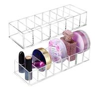 EUIEUT 2 Pcs Detachable Makeup Organiser 8 Compartments Acrylic Cosmetic Storage Tray Clear Drawer Organizers Case Desk Jewelry Display for Eyeshadow Cosmetic Lipstick Nail Polish