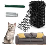 EUIEUT 20 Pcs Cat Scat Mat with Spikes, Plastic Anti Cat Spikes Prickle Strips Cat Repellent Mats Pet Deterrent Net Dig Stopper with U-Shaped Nail and Ties for Garden Indoor Outdoor(15x20cm)