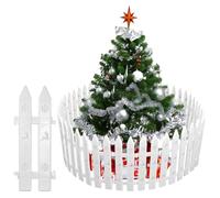 EUIEUT 25 Pieces Christmas Tree Fence Plastic White Picket Fence Panels 12 Inches Christmas Tree Guard Snowflake Reindeer Fences for Xmas Home Wedding Fairy Garden Party Decoration, 10x30cm