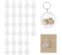 EUIEUT 30 PCS Personalised Photo Keyring 5.5 x 5.5cm Double Sided Blank Picture Keychain Sunflower Shape Picture Keyrings Clear Key Fob Photo Keychain with Split Ring for Family Friends Craft Gift