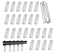 EUIEUT 50 Pack Stainless Steel Curtain Hooks Pinch Pleat Curtain Hooks Metal Curtain with Hooks Pinch Pleat Header Tape Pins Silver Drapery Pin Hooks for Pencil Pleat Curtains