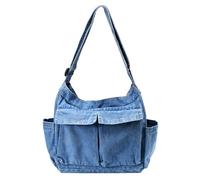 EUIEUT Canvas Shoulder Bags for Women Men, Denim Crossbody Bag Large Hobo Casual Bags Multiple Pockets Tote Bag With Adjustable Shoulder Straps for Work Shopping Travel Daily School