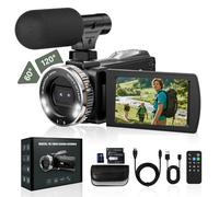 Euiivnt 4K Camcorder Video Camera, Vlogging Camera for YouTube with External Mic, Digital Zoom & 3.0” Flip Screen, 2 Batteries, 64GB Card & Remote Control (48MP CAM)