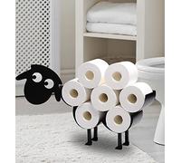Euiroet Cute Animal Sheep Paper Holders, Black Metal Toilet Tissue Holder, Decorative Standalone Toilet Paper Organizer for Bathrooms, Holds Extra 8 Rolls