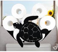 Euiroet Funny Black Turtle Toilet Paper Holder - Nautical Extra 8 Rolls Storage Rack for Bathroom,Art Design, Spare Toilet Paper Organizer, Ideal for Over The Toilet Cabinet Storage - Matte Black