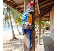 Euiroet Tropical Hanging Parrot Decor,Real Resin Bird Figurines,Bird Statues,Home Ornament Decor for Tiki Bar,Perfect for Yard Ornaments,Tree Decorations Outdoor,Patio,Lawn,Tree Trunk, Porch