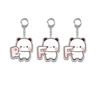 EUitachigo 3Pcs Bubu Dudu Keychain Cute Letter BFF ILY JOY Bear Pendant Acrylic Couple Keychain