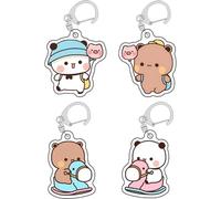 EUitachigo 4 Pcs Bubu Dudu Keychains Cute Kawaii Cartoon Panda Acrylic Key Chain