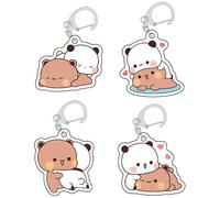 EUitachigo 4 Pcs Bubu Dudu Keychains Cute Kawaii Cartoon Panda Acrylic Key Chain