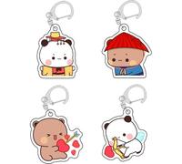 EUitachigo 4 Pcs Bubu Dudu Keychains Cute Kawaii Cartoon Panda Acrylic Key Chain