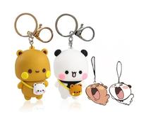 EUitachigo 4PCS Bubu Dudu Keychain Kawaii Cartoon Dudu Bubu Bear Cute Couple Mobile Phone Chain for Backpacks Car Keys