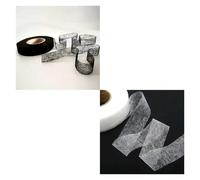 EUIYCBA 64m Double-Sided Non-Woven Interlining - Iron-On Adhesive Fabric Tape for Hemming, DIY Sewing & Crafts | Strong Bonding Fusible Web for Fabric Joining & Repair(White black1cm2pc)