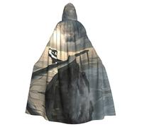 EUIYCBA Bridges in the sea Hooded Cloak with Hood - Men Hooded Robe Cloak Cosplay Costume Black