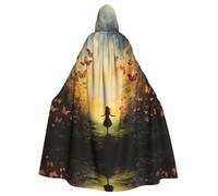 EUIYCBA Chasing Butterflies Hooded Cloak with Hood - Men Hooded Robe Cloak Cosplay Costume Black