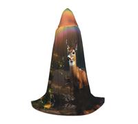 EUIYCBA Deer under the rainbow Halloween Hooded Cape Cloak - Wizard Tunic Hooded Robe Halloween Cloak Cosplay Costumes