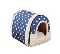 EUIYCBA Detachable & Washable Pet Bed, Warm Winter Dog Mat & Cat Cage Liner for Autumn and Winter, Soft Cushion for Small Medium Dogs & Cats(White star on blue b,L 60X45cm)