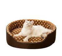 EUIYCBA Dot Pattern Pet Bed | Cat Dog Sponge Pad Cushion for Houses & Habitats, All-Season Puppy Mat with Non-Slip Bottom(Brown,L 60x50cm)