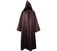 EUIYCBA Obi Wan Kenobi Costume Men's Deluxe Robe Set - Adult Jedi Knight Tunic with Hooded Cloak, Light Saber Belt for Halloween Cosplay(Cloak Only,S)
