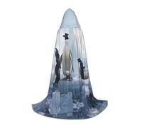 EUIYCBA Penguins in the snow Halloween Hooded Cape Cloak - Wizard Tunic Hooded Robe Halloween Cloak Cosplay Costumes