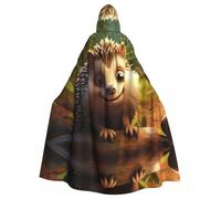 EUIYCBA Smiling hedgehog Hooded Cloak with Hood - Men Hooded Robe Cloak Cosplay Costume Black