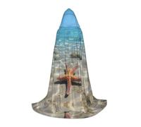 EUIYCBA Starfish in the sea Halloween Hooded Cape Cloak - Wizard Tunic Hooded Robe Halloween Cloak Cosplay Costumes