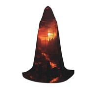 EUIYCBA Sunset in the city Halloween Hooded Cape Cloak - Wizard Tunic Hooded Robe Halloween Cloak Cosplay Costumes