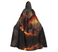 EUIYCBA The dragon on the mountain Hooded Cloak with Hood - Men Hooded Robe Cloak Cosplay Costume Black