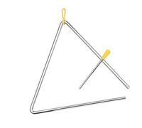 Eujgoov 10PCS Triangle Bell Triangular Irons with Metal Mallet Idiophone Steel Musical Instrument Hand Percussion (10-inch)