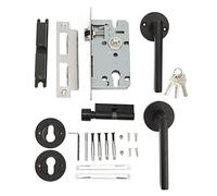 Eujgoov 2PCS Black Front Door Handle Stainless Steel Privacy Door Lever with Lock Heavy Duty Keyed Entry Handles Universal for Home and Office