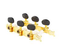 Eujgoov 2pcs Classic Guitar Tuning Pegs, Gold Plated Guitar Machine Heads with Black Oval Knobs for Easy Tuning of Classical and Folk Guitars