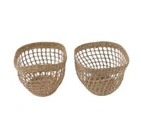 Eujgoov 2PCS Woven Plant Baskets Handwoven Seagrass Planter for Indoor Plants, Farmhouse Home Decor Round Open Weave Storage Basket with 22cm Diameter