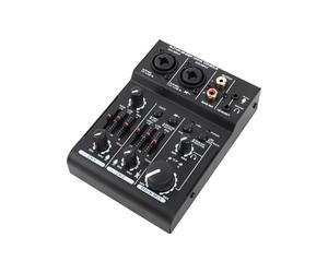 Eujgoov 3 Channel Sound Card Mixer USB Powered with +48V Phantom Power for Home Studio Recording Live Broadcast Karaoke Compact DJ Mixer Board with Built-in Equalizer