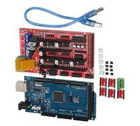Eujgoov 3D Printer Control Board Set for Mega 2560 R3, RAMPS 1.4 with | Pololu Compatible Driver Sockets, Indicator Lights for Heater Output, Plug-in Stepper Drivers for Easy Replacement,