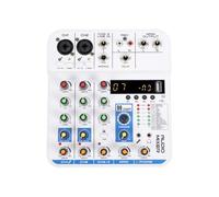 Eujgoov 4 Channel Audio Mixer with DSP Digital Effects USB Bluetooth MP3 XLR 6.35mm 3.5mm Inputs 48V Phantom Power for Live Streaming Home KTV Karaoke (White)