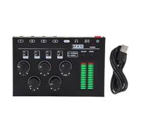Eujgoov 4 Channel Mini Mixer with LED Level Display Stereo Mono Sound Mixer for PC CD Player Preamplifier Headphone Speaker
